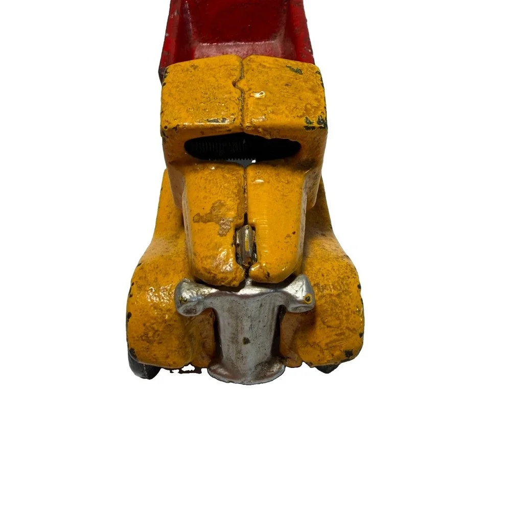 Cast Iron Dump Truck Toy Yellow Red Vintage Style Heavy Made In China